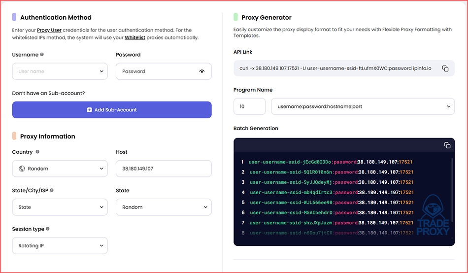 dashboard website beeproxy