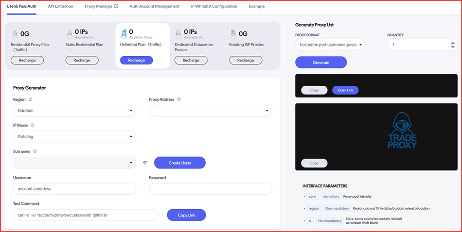 ABC Unlimited software interface