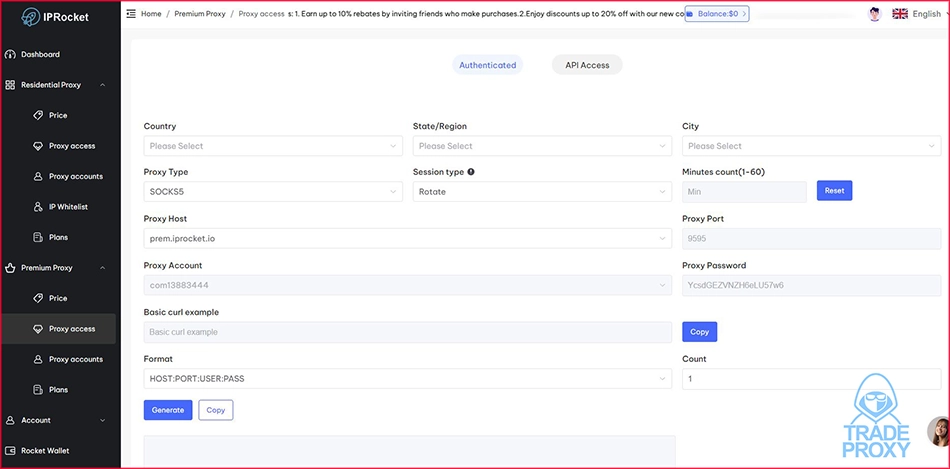 dashboard website iprocket premium